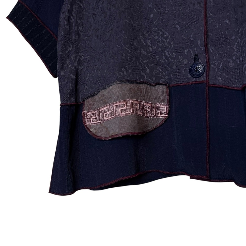Spencer Alexis Vintage Patchwork Button Up Top Boho Mixed Media Art to Wear sz 8 - Picture 3 of 7